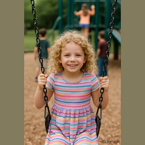 Girls Hanna Andersson Dress Size 6 - 7 Multicolor Striped Casual Dress